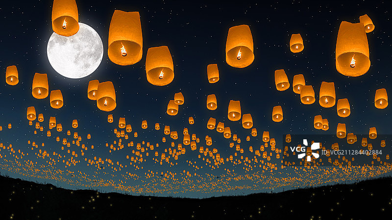 孔明灯图片素材