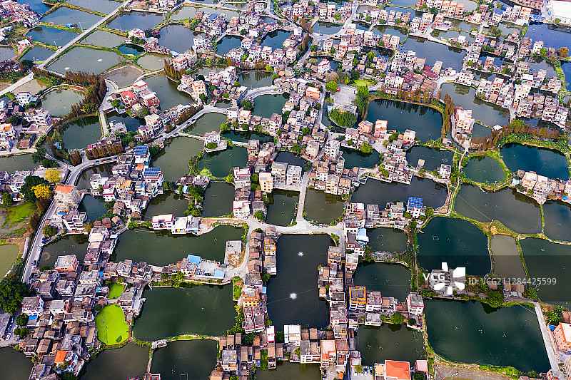 岭南水乡桑基鱼塘图片素材