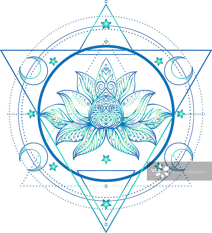 神圣几何与BOO符号阿育吠陀标志图片素材