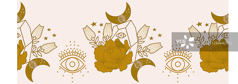 金色月亮钻石横向边框图片素材