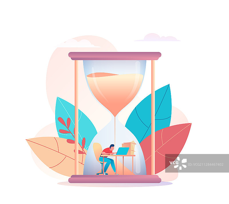 在电脑前工作的程序员商人图片素材