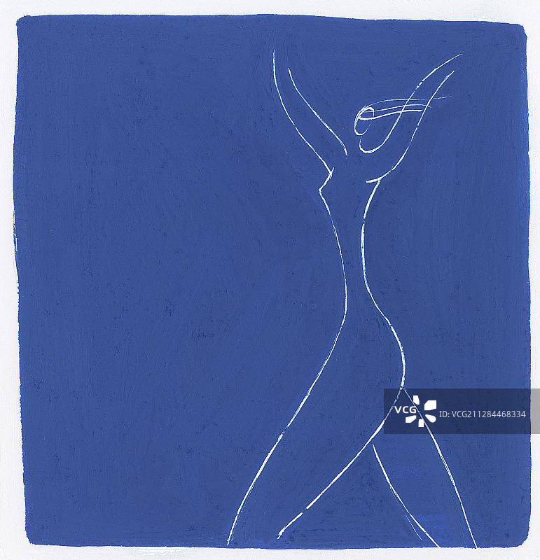 蓝色舞女插画图片素材