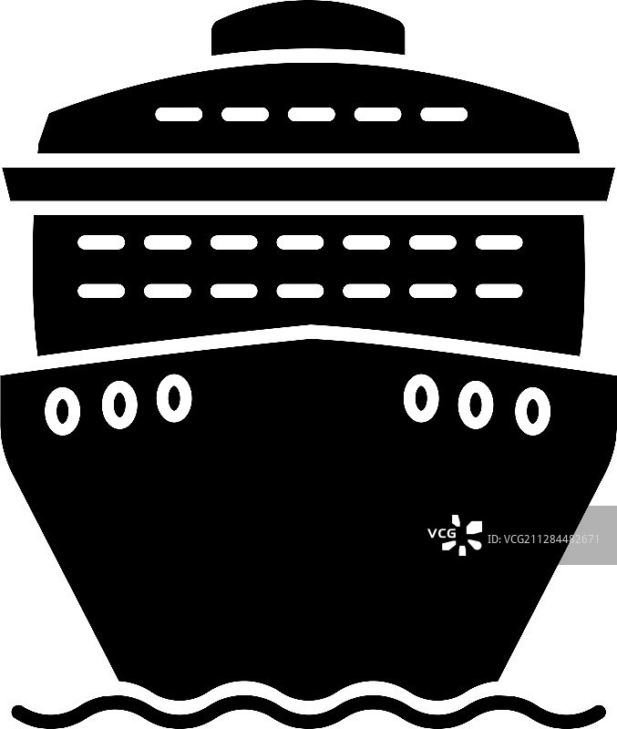 邮轮正面视图字形图标图片素材