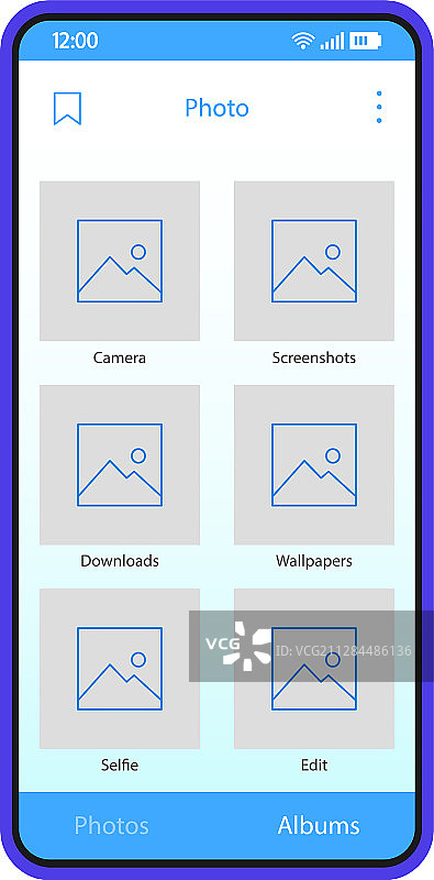 智能手机照片库界面模板图片素材