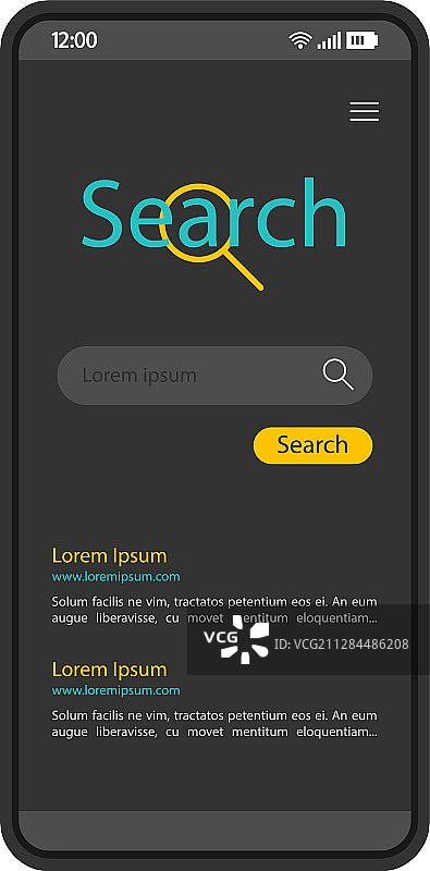 智能手机搜索引擎界面模板图片素材