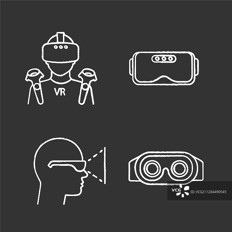 虚拟现实粉笔图标集图片素材