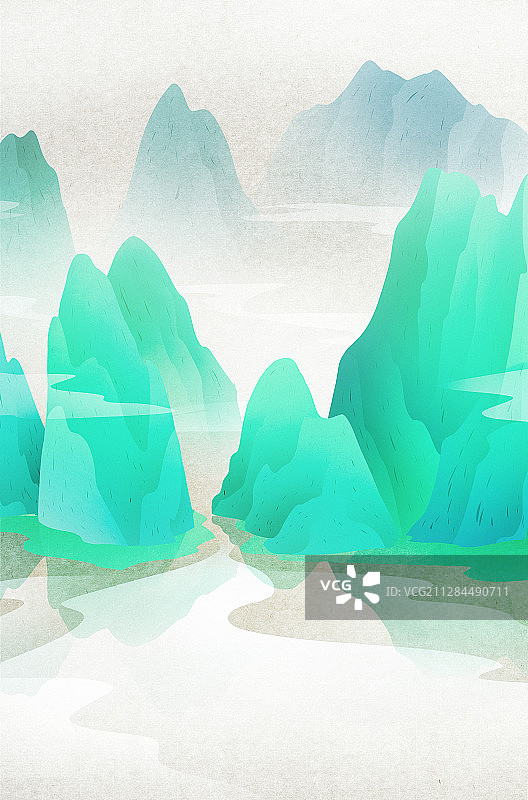 山川插画图片素材