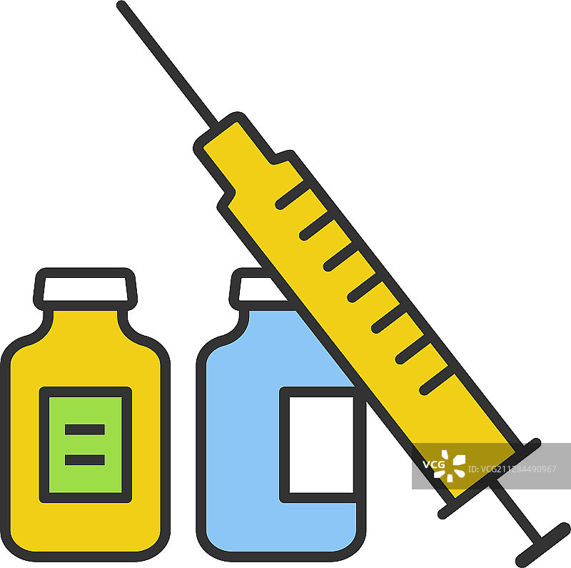 注射器和药瓶彩色图标图片素材