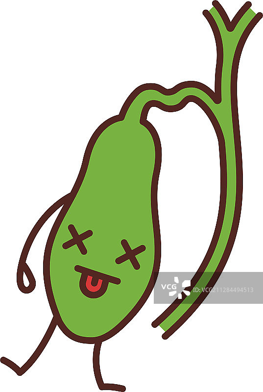 悲伤的胆囊卡通形象彩色图标图片素材