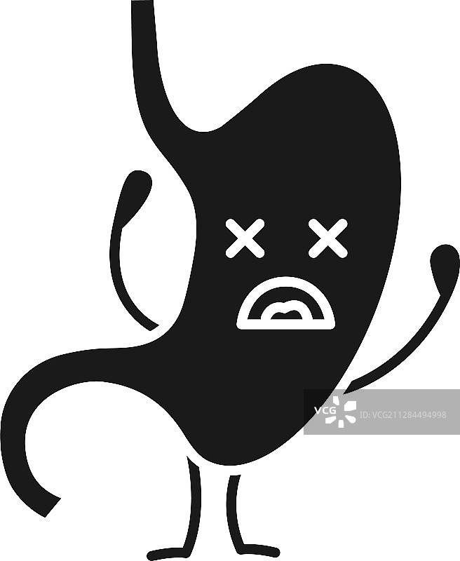不开心的胃部卡通图标图片素材