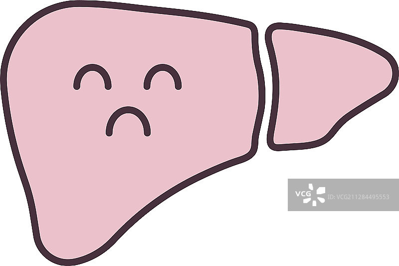 悲伤的肝脏彩色图标图片素材