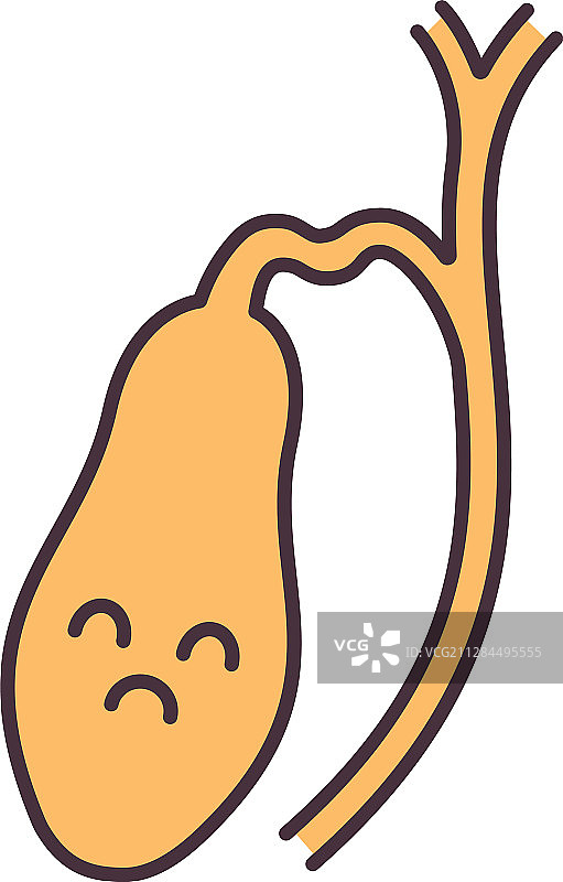 悲伤的胆囊彩色图标图片素材