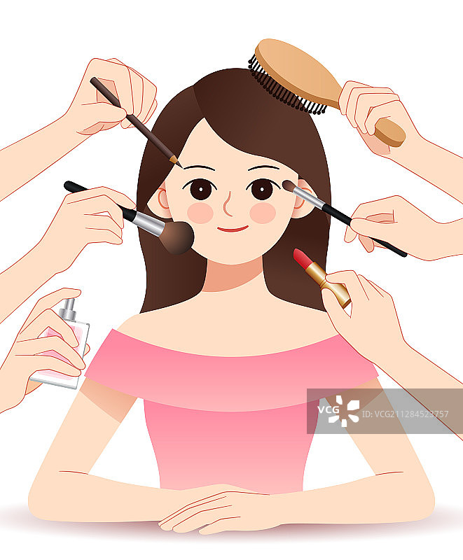 一个正在化妆的女性图片素材