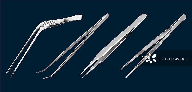 长柄锯齿弯头镊子图片素材