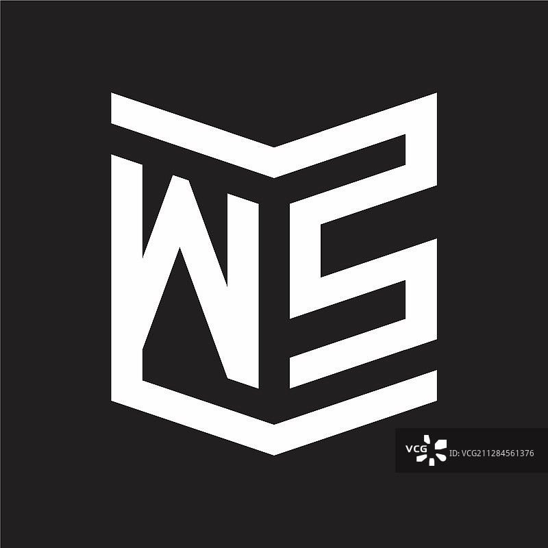 盾牌风格的WS标志会徽字母组合设计图片素材