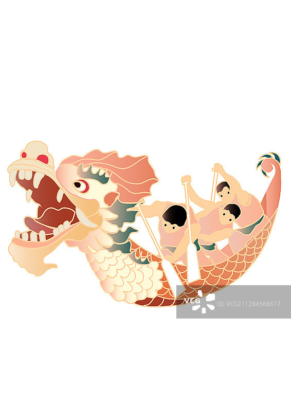 端午节划龙舟新中式国风渐变矢量插画图片素材