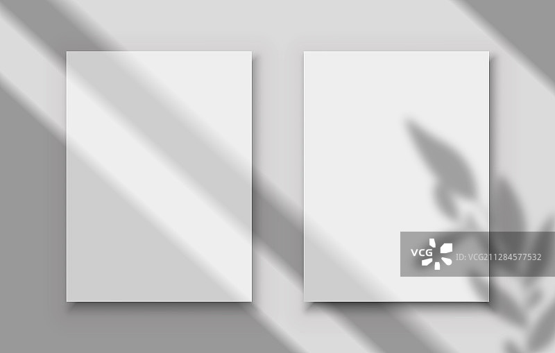 带阴影叠加的白色空白海报图片素材