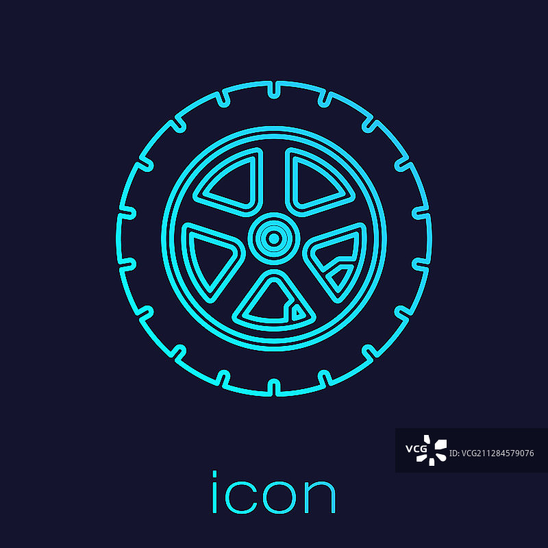 蓝绿色线条汽车车轮图标图片素材