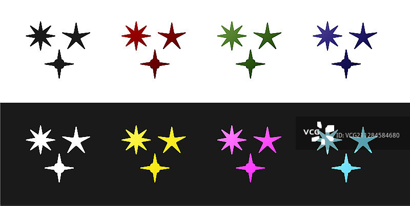 黑色和白色背景上的流星图标套装图片素材