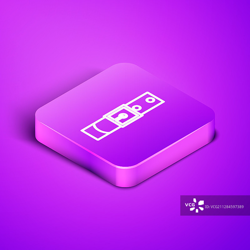 2.5D线条带纽扣钢制皮革腰带图标图片素材