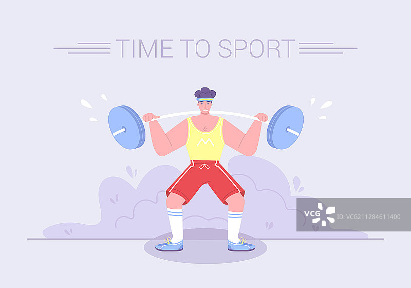 一名健壮的运动员举起沉重的杠铃图片素材