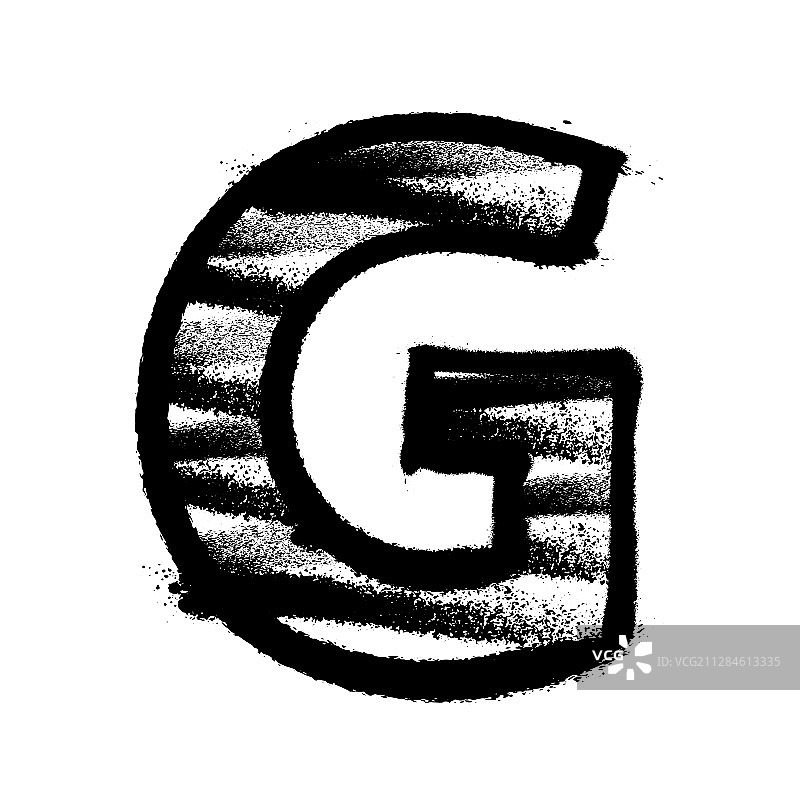 带有喷绘线条的字母G涂鸦图片素材