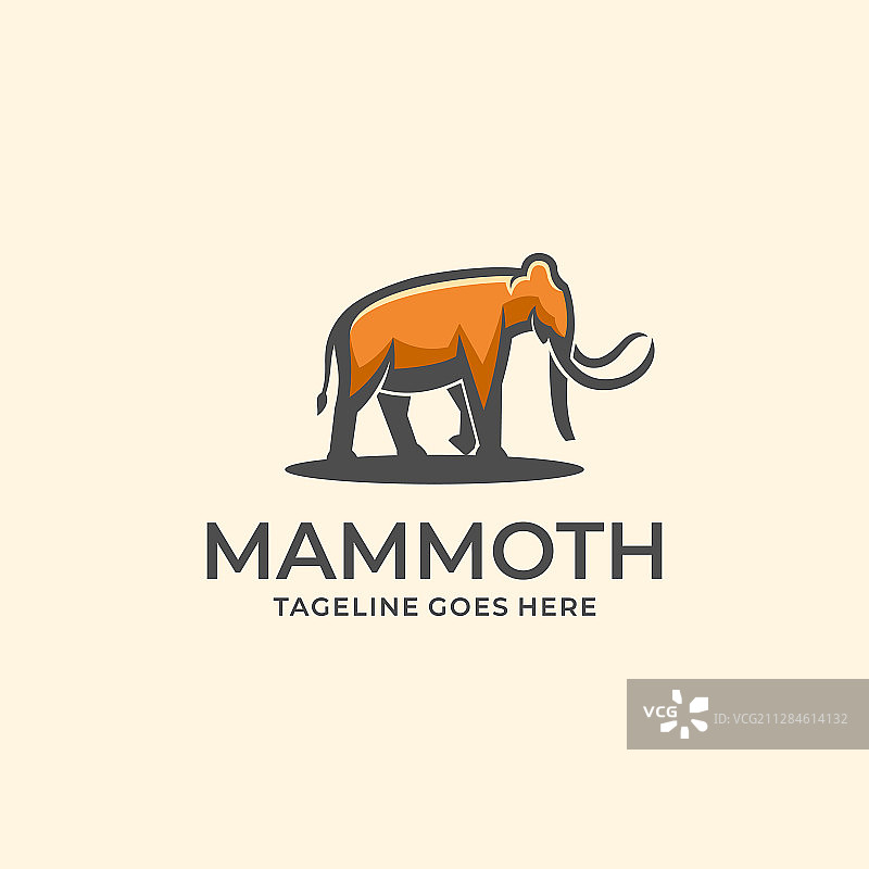 猛犸象行走卡通吉祥物标志图片素材