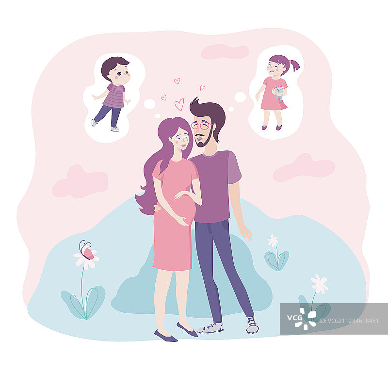 年轻夫妇与孕妇图片素材