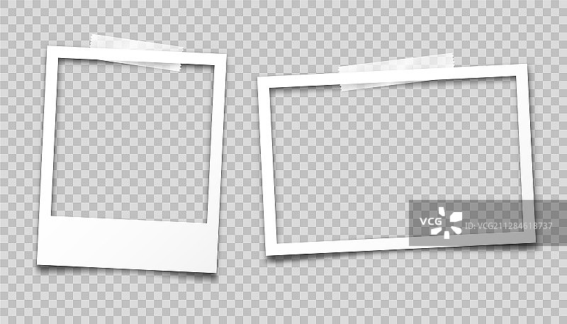 逼真的空白照片卡片胶片复古套装图片素材