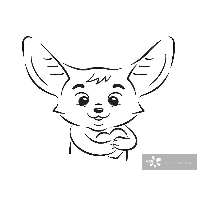 可爱的黑白耳廓狐图片素材