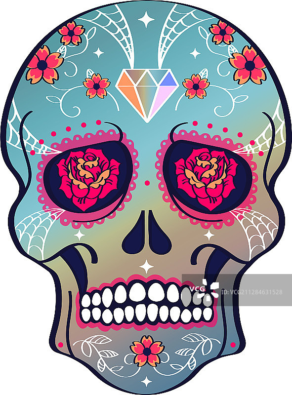 钻石玫瑰骷髅头图片素材