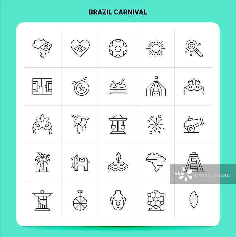 巴西狂欢节图标线条风格设计（25个）图片素材