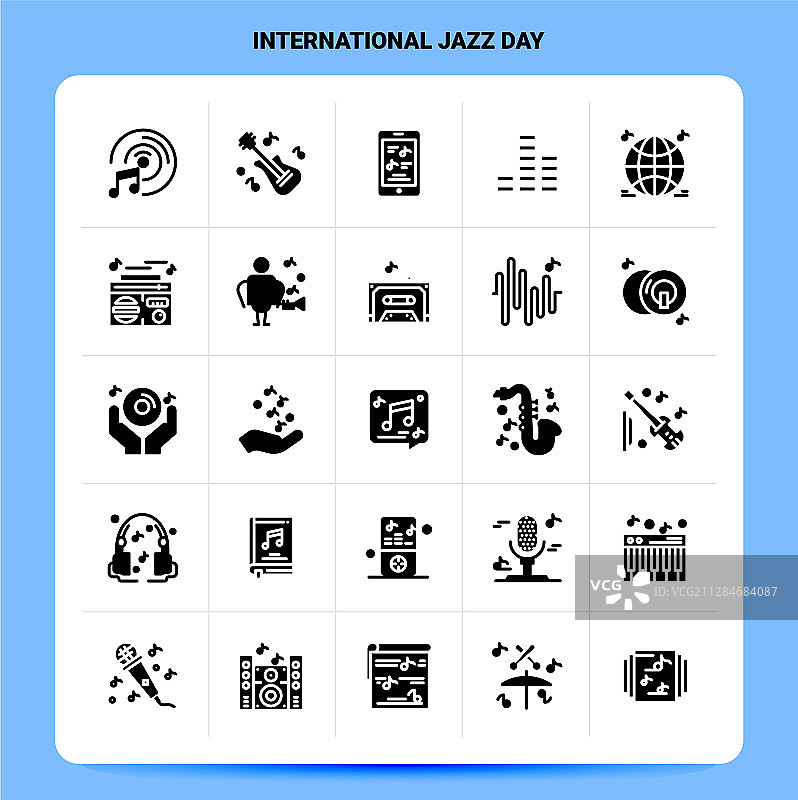 国际爵士乐日图标字形设计图片素材