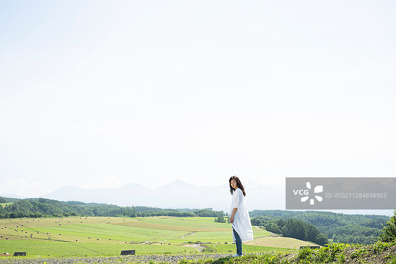 北海道风光与女性图片素材