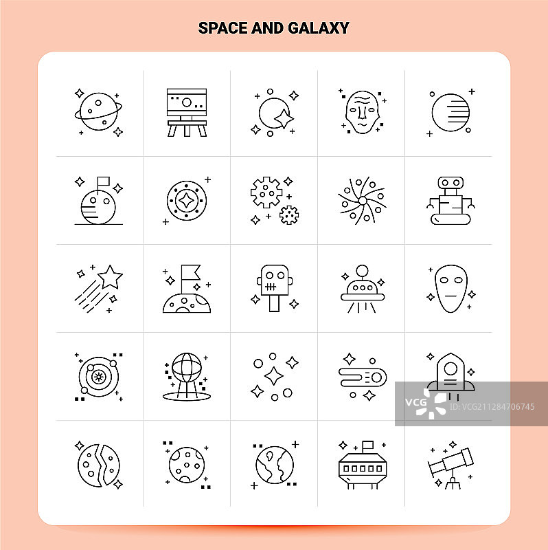 太空星系图标线条风格设计（25个）图片素材