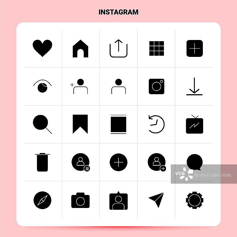 25款Instagram黑色字形图标图片素材
