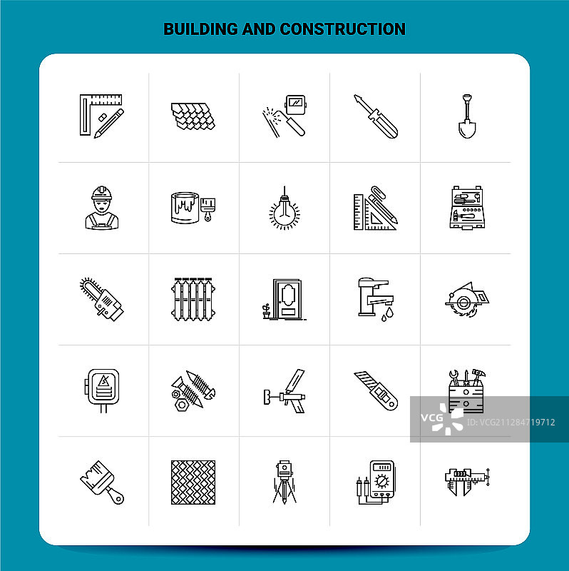 25个建筑施工图标轮廓合集图片素材