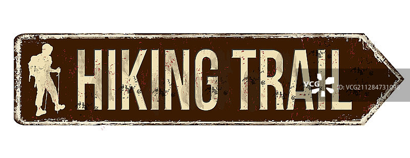 复古生锈金属徒步小径标志图片素材