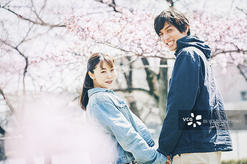 樱花情侣图片素材