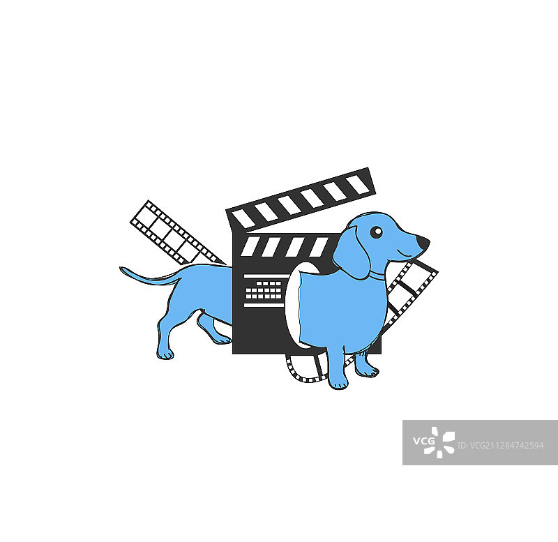 蓝色小狗娱乐电影屏幕吉祥物图片素材