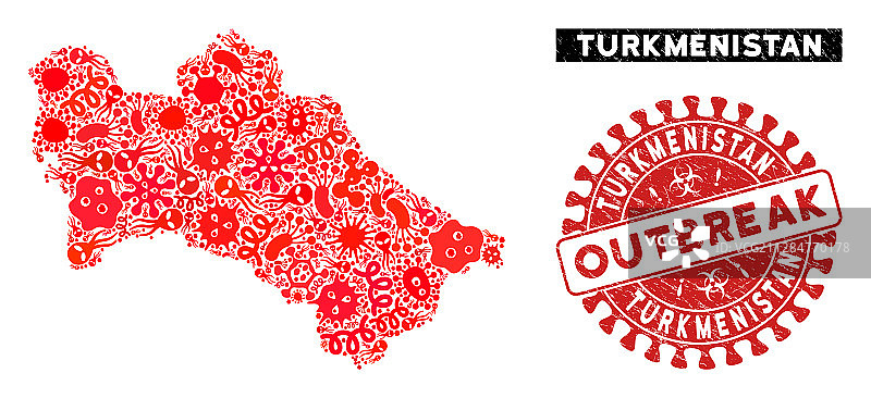 疫情拼贴土库曼斯坦地图图片素材