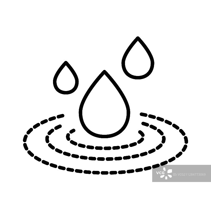 溢出的液体和水滴隔离线条图标图片素材