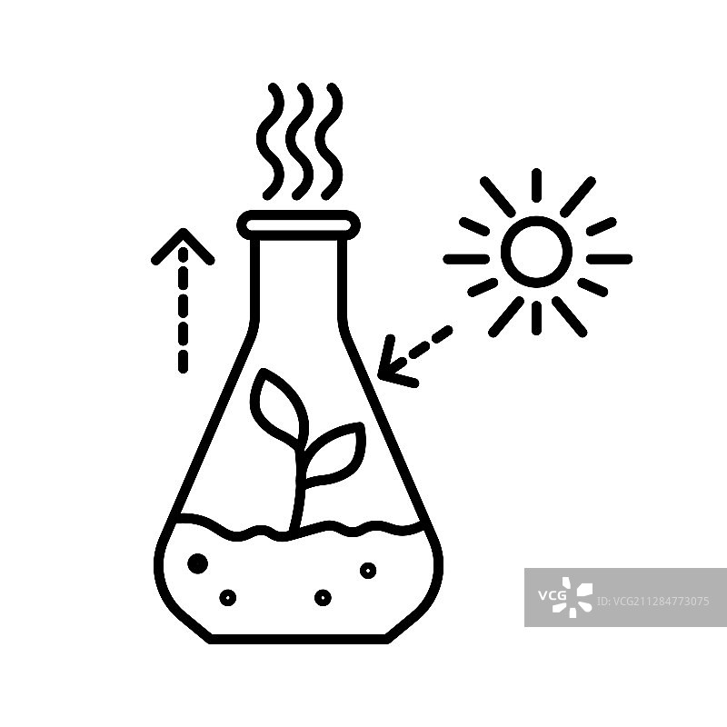 烧杯中植物发芽线性图标图片素材