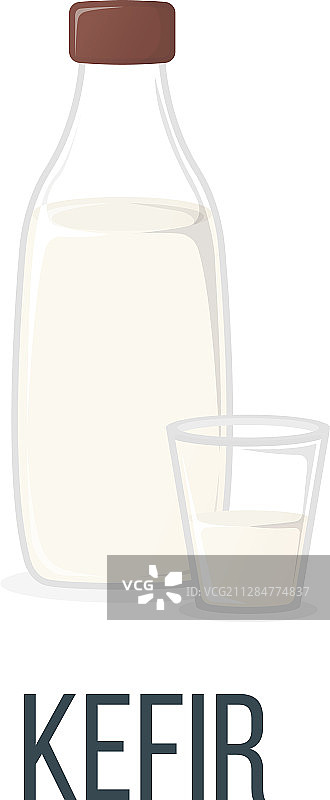 开菲尔健康食品风格概念图标和标签图片素材