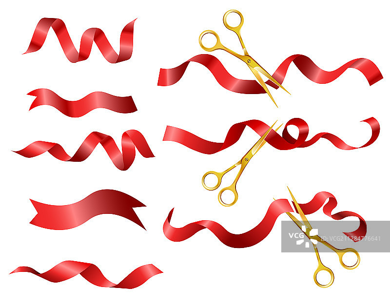 金色剪刀剪彩开幕图片素材