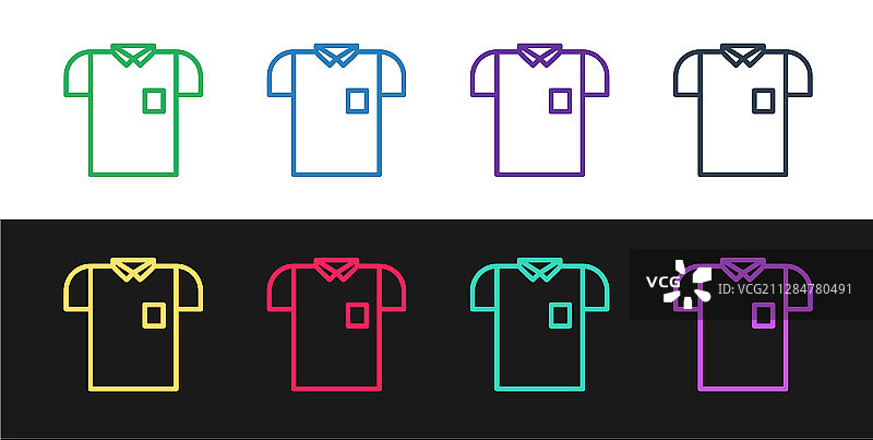 黑色背景上的线条POLO衫图标图片素材