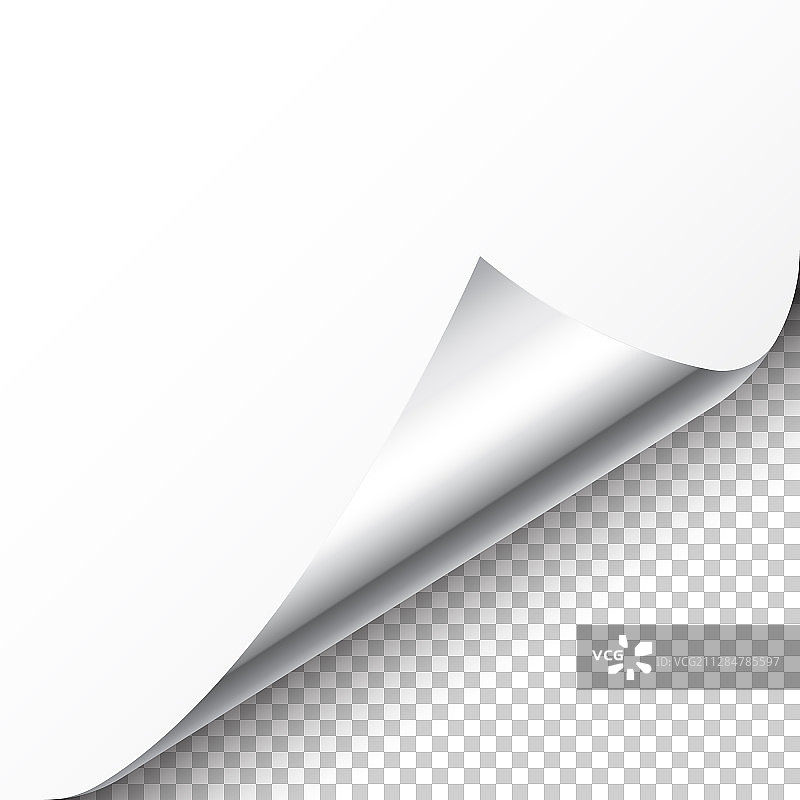 逼真的银色卷页角与阴影图片素材