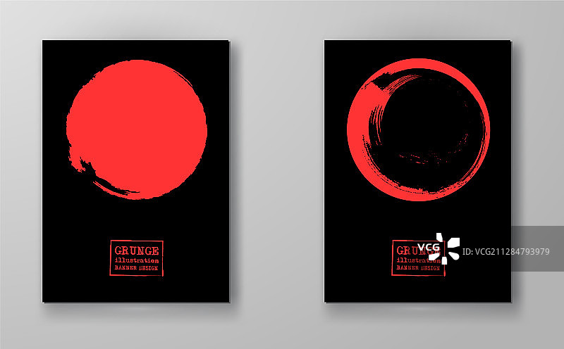 黑色背景上的大型彩色Grunge风格圆形图片素材