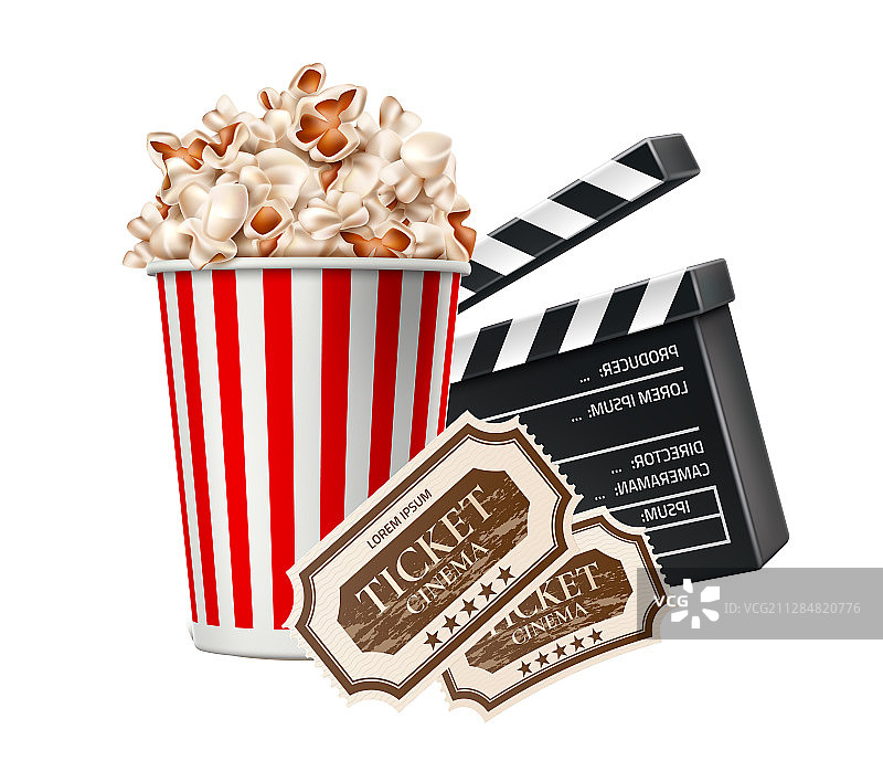 电影院海报爆米花场记板票图片素材