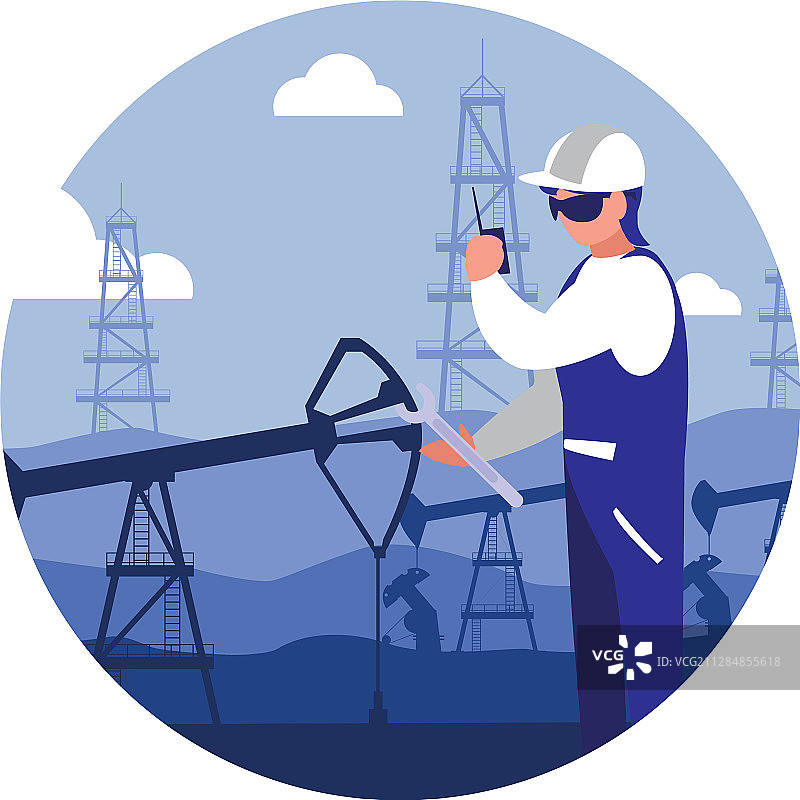 炼油厂生产线上的石油工人图片素材